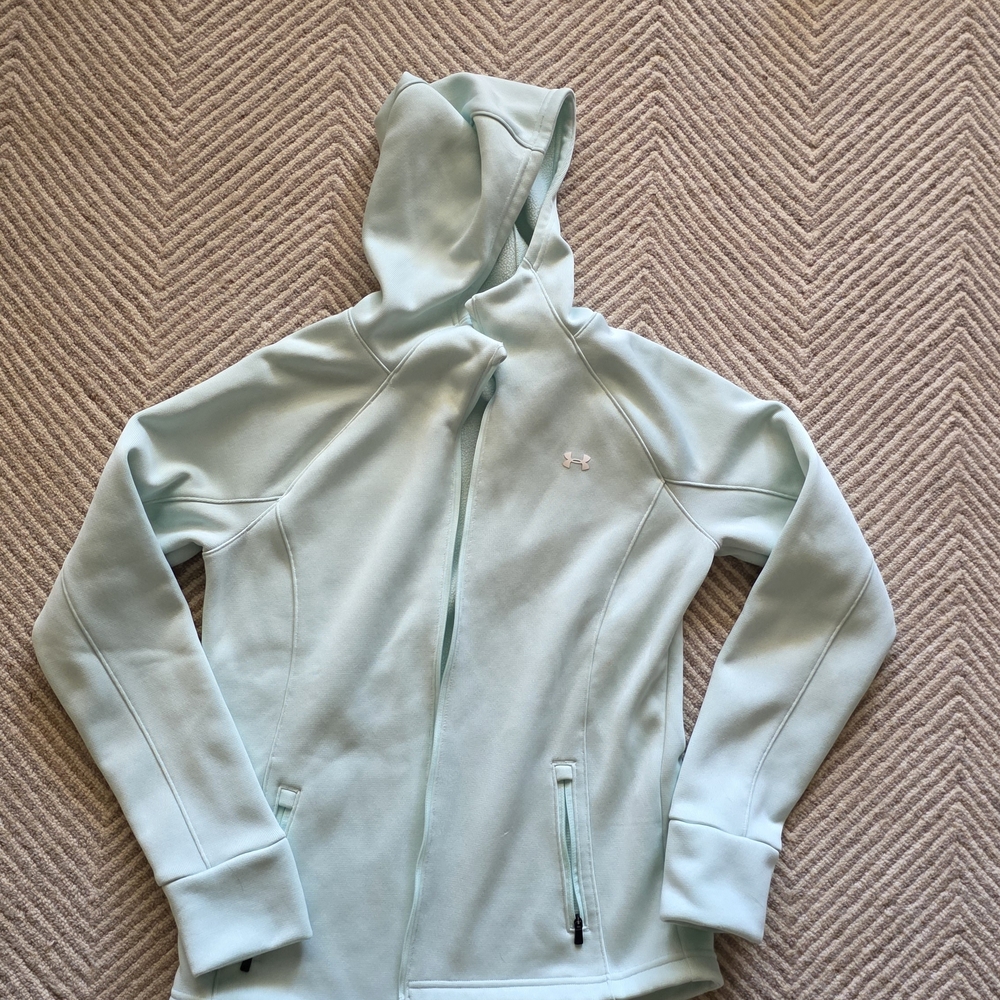 Under Armour Women's Zip Up Hoodie, Mint, Size Medium With Pockets